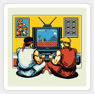 Retro Couch Co-Op Fighting Video Game Classic Sticker